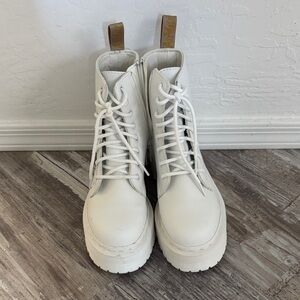 Dr. Martins Air Wait White Platform Lace-Up Boots